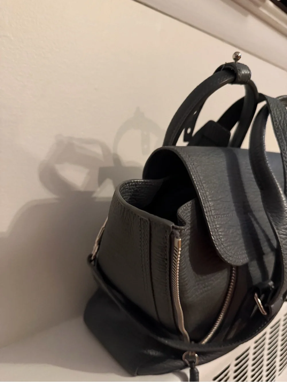 3.1 Phillip Lim Medium Pashli Satchel - Grey Pebbled Leather - Authentic